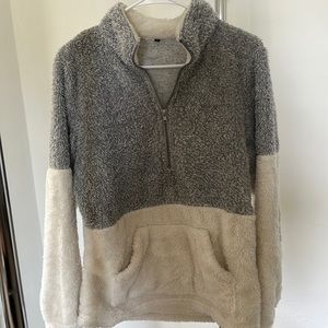 Fuzzy Grey and White Coat